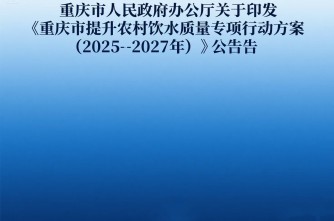 重庆市人民政府办公厅关于印发《重庆市提升农村饮水质量专项行动方案（2025—2027年）》的通知